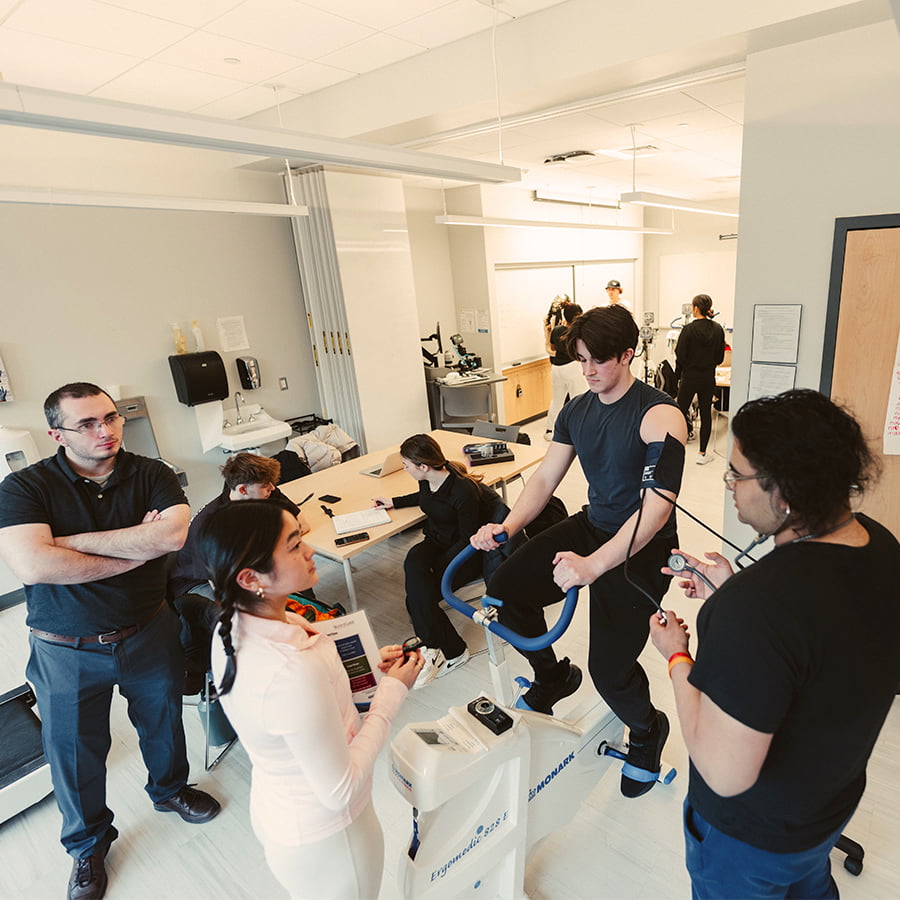 Students work together in the Exercise Health Sciences lab.