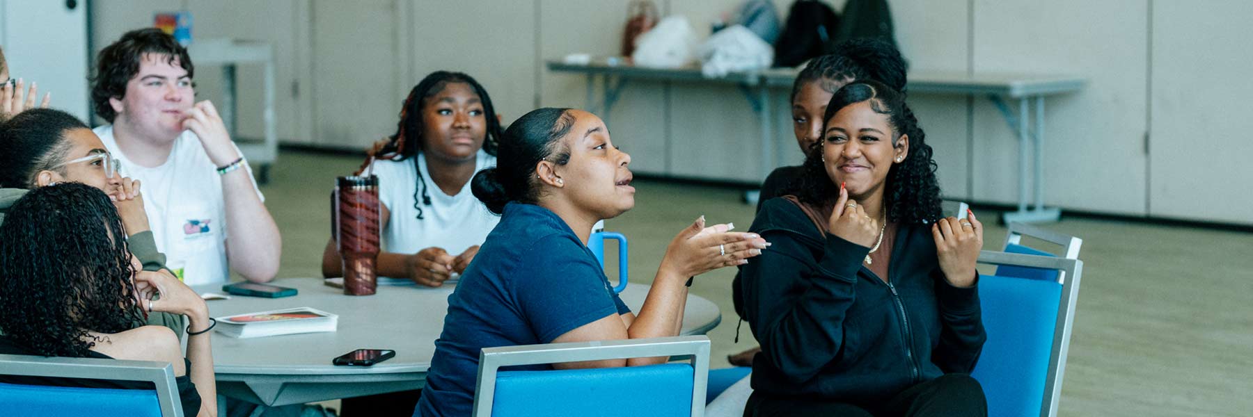 Directions for Student Potential (DSP) students in building community exercise as part of Ice Cream Social Field Day