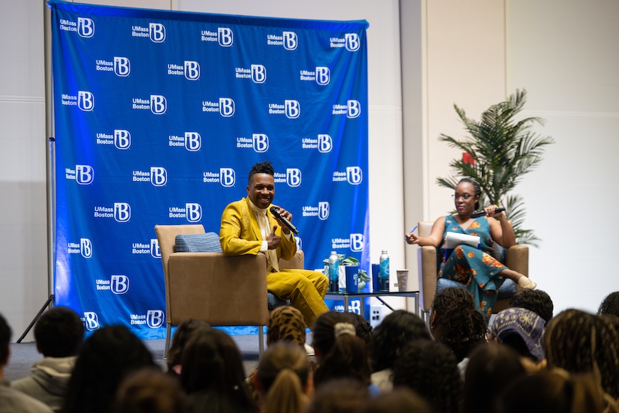 Leslie Odom Jr in Campus Center during talk
